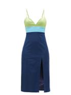 Matchesfashion.com Staud - Ellis Colour-block Satin Dress - Womens - Multi