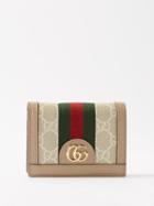 Gucci - Ophidia Web-striped Gg Supreme Cardholder - Womens - Cream Multi