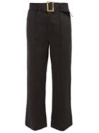 Matchesfashion.com Lisa Marie Fernandez - Belted High Rise Cropped Linen Trousers - Womens - Black
