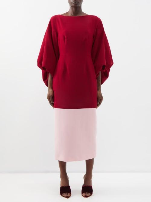 Roksanda - Garance Cutout-back Puffed-sleeve Dress - Womens - Burgundy Multi
