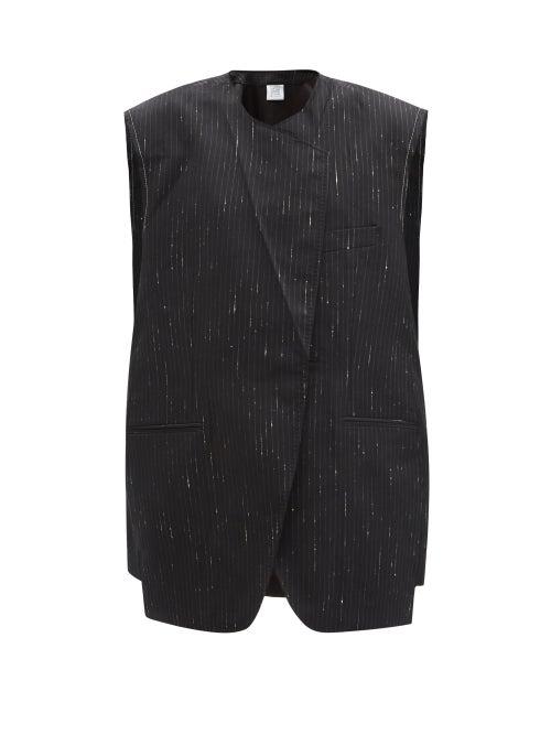 Vetements - Lam Pinstripe Wool-blend Mini Dress - Womens - Black Stripe