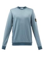 Stone Island - Logo-patch Inverted-seam Jersey Sweatshirt - Mens - Blue