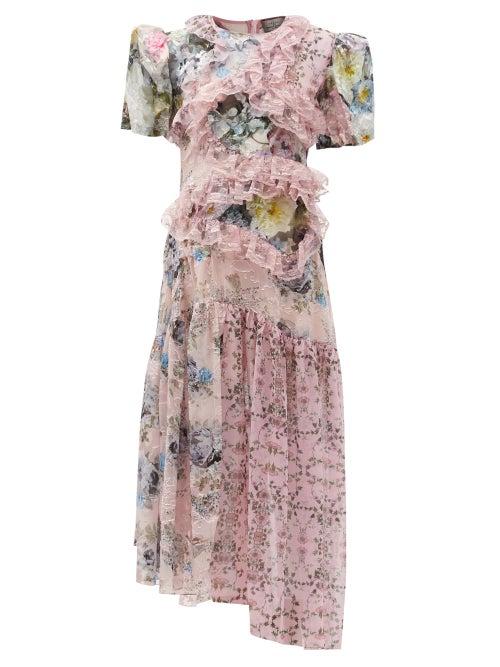 Matchesfashion.com Preen By Thornton Bregazzi - Anzu Panelled Lace-trim Floral-print Dress - Womens - Multi