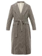 Matchesfashion.com E. Tautz - Abstract Herringbone Wool Blend Overcoat - Mens - Black Multi