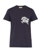 Matchesfashion.com Burberry - Logo Patch Cotton T Shirt - Mens - Navy