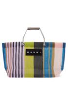 Ladies Bags Marni Market - Mini Striped Canvas Tote Bag - Womens - Purple Multi