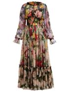 Matchesfashion.com Dolce & Gabbana - Rose And Hydrangea Print Silk Georgette Gown - Womens - Multi