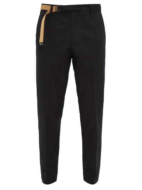 Matchesfashion.com White Sand - Belted Cotton Twill Trousers - Mens - Navy