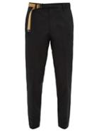 Matchesfashion.com White Sand - Belted Cotton Twill Trousers - Mens - Navy
