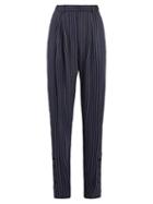 Matchesfashion.com Altuzarra - Lidig High Rise Pinstriped Twill Trousers - Womens - Navy Stripe