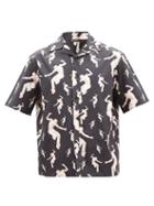 Neil Barrett - Dancers-print Cotton-poplin Bowling Shirt - Mens - Black Multi