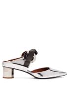 Matchesfashion.com Proenza Schouler - Spectra Tie Front Leather Mules - Womens - Silver