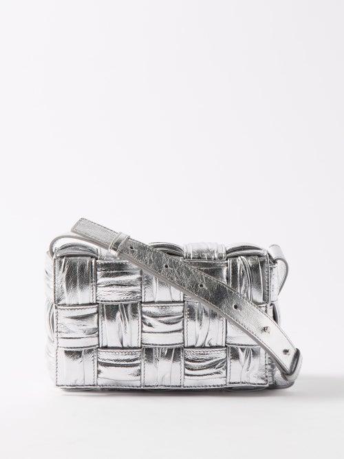 Bottega Veneta - Cassette Small Intrecciato-leather Shoulder Bag - Womens - Silver
