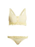 Matchesfashion.com Lisa Marie Fernandez - Colby Ruffled Bikini - Womens - Yellow Multi