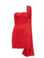 Matchesfashion.com William Vintage - Jean Desss 1953 Crepe One Shoulder Mini Dress - Womens - Red