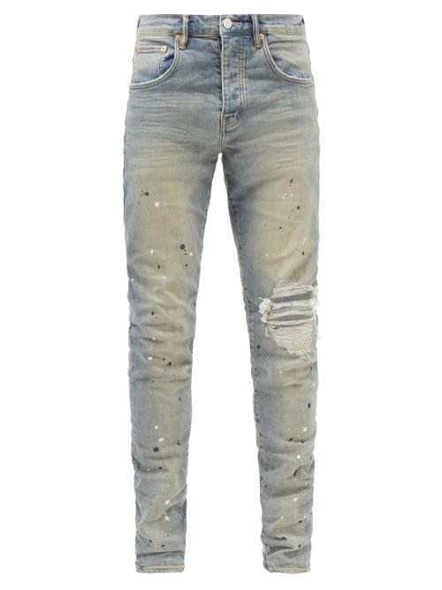Purple Brand - Distressed Coated Skinny Jeans - Mens - Indigo