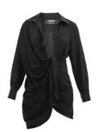 Ladies Rtw Jacquemus - Bahia Knotted Twill Mini Shirt Dress - Womens - Black