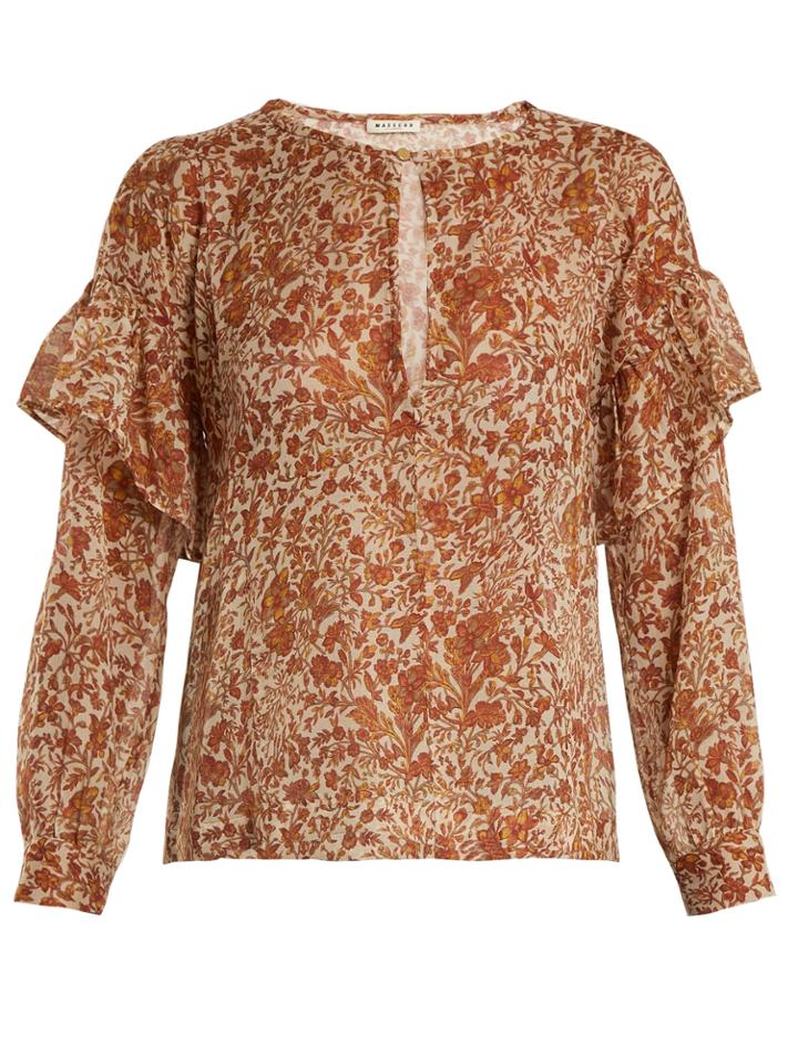 Masscob Ruffle-trimmed Cotton-blend Blouse