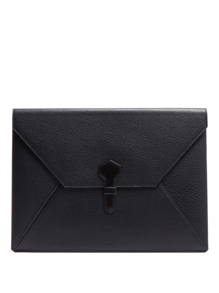 Dunhill Boston Large Grained-leather Envelope Pouch