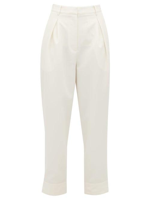 Matchesfashion.com Tibi - Press Stud Cuff Tailored Trousers - Womens - Ivory