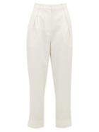Matchesfashion.com Tibi - Press Stud Cuff Tailored Trousers - Womens - Ivory