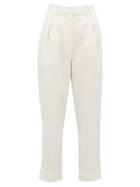 Matchesfashion.com Tibi - Press Stud Cuff Tailored Trousers - Womens - Ivory