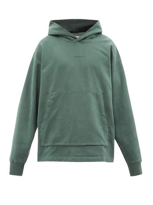 Acne Studios - Franklin Logo-print Cotton Hooded Sweatshirt - Mens - Dark Green
