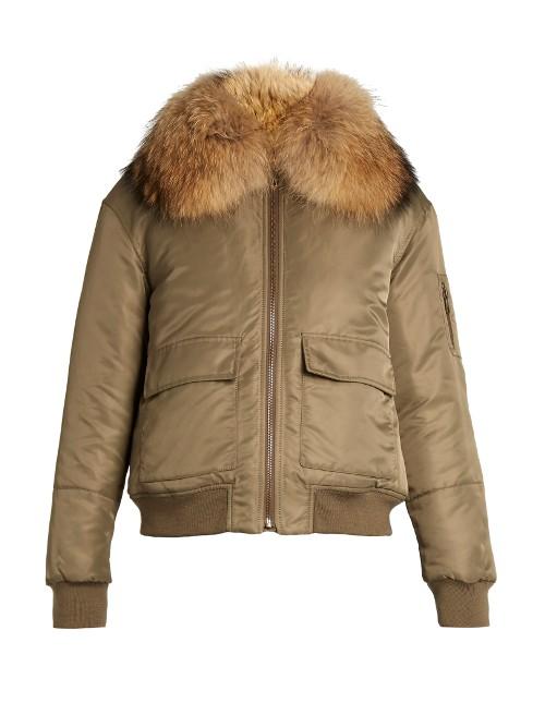 Yves Salomon Fur-lined Nylon Bomber Jacket