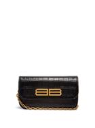 Balenciaga - Gossip Bb-plaque Crocodile-effect Cross-body Bag - Womens - Black