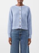 Khaite - Michaela Ribbed Cashmere Cardigan - Womens - Light Blue