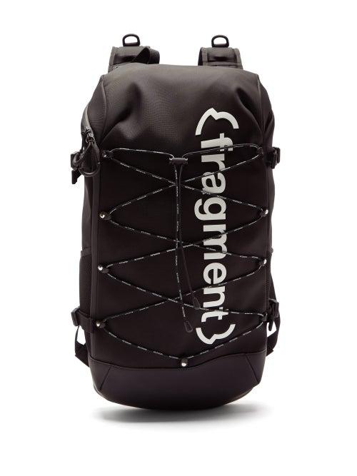 Matchesfashion.com 7 Moncler Fragment - Logo Print Canvas Backpack - Mens - Black