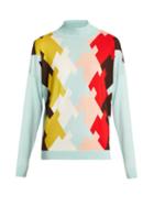 Matchesfashion.com Delpozo - High Neck Wool Sweater - Womens - Blue Multi