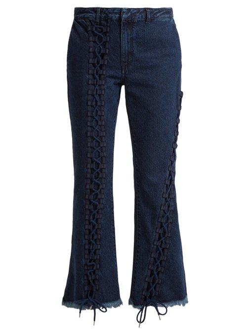 Matchesfashion.com Marques'almeida - Lace Up Cropped Jeans - Womens - Indigo