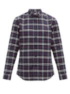 Matchesfashion.com Burberry - Simpson Checked Cotton-blend Shirt - Mens - Navy Multi