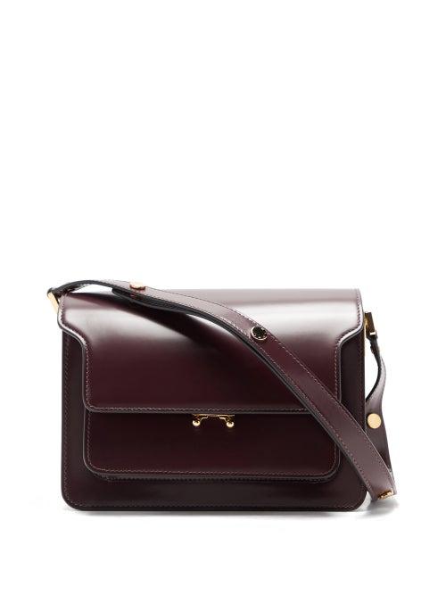 Ladies Bags Marni - Trunk Medium Leather Shoulder Bag - Womens - Burgundy