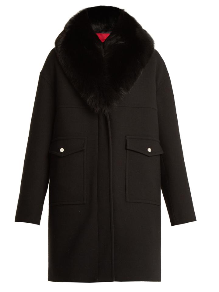 Moncler Gamme Rouge Melville Fur-trimmed Wool-blend Crepe Coat