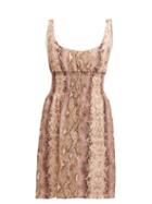 Matchesfashion.com Emilia Wickstead - Snakeskin Print Linen Dress - Womens - Pink Print