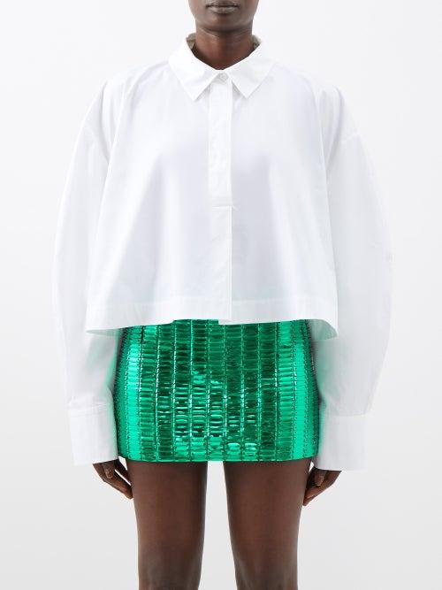 The Attico - Jill Oversized Cotton Cropped Shirt - Womens - White