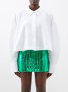 The Attico - Jill Oversized Cotton Cropped Shirt - Womens - White