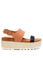 Matchesfashion.com See By Chlo - Flower Buckle Leather Flatform Sandals - Womens - Black Tan