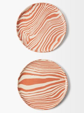 Henry Holland Studio - Set Of Two Marble-effect Earthenware Dinner Plates - Brown White