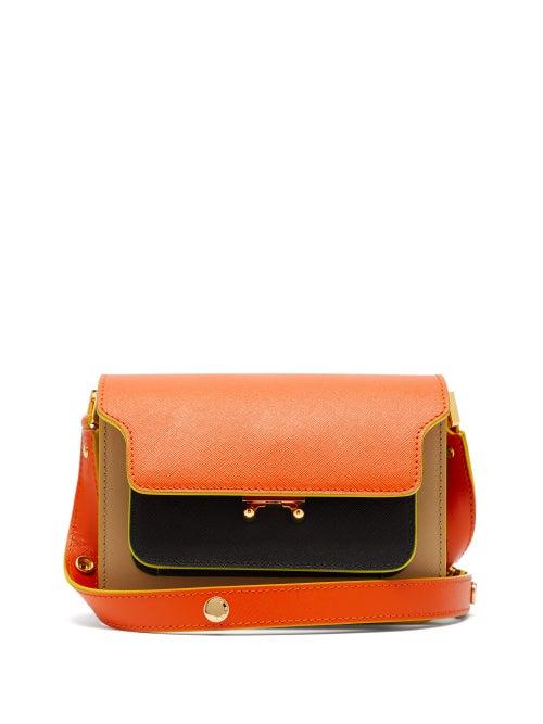 Matchesfashion.com Marni - Trunk Mini Saffiano Leather Cross Body Bag - Womens - Orange Multi