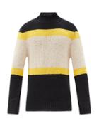 Matchesfashion.com Jil Sander - High-neck Striped Cotton Sweater - Mens - Blue Multi