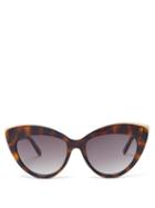 Matchesfashion.com Le Specs - Beautiful Stranger Cat Eye Acetate Sunglasses - Womens - Khaki Multi