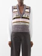 Ganni - Smiley-logo Jacquard Vest - Womens - Purple Multi