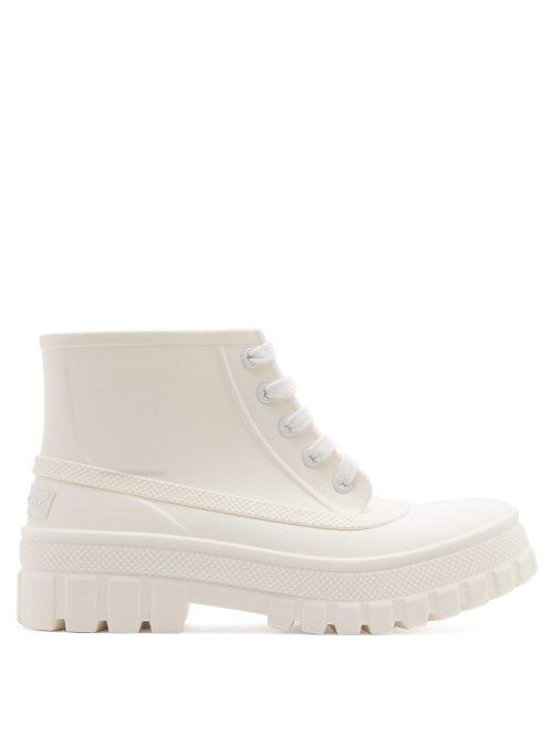 Matchesfashion.com Givenchy - Glaston Lace Up Rubber Rain Boots - Womens - White