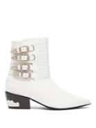Toga Buckled Leather Ankle Boots