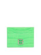 Matchesfashion.com Balenciaga - Hourglass Croc-effect Patent-leather Cardholder - Womens - Green