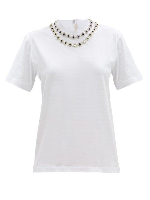 Matchesfashion.com Christopher Kane - Crystal-embellished Cotton-jersey T-shirt - Womens - White