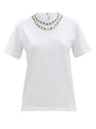 Matchesfashion.com Christopher Kane - Crystal-embellished Cotton-jersey T-shirt - Womens - White